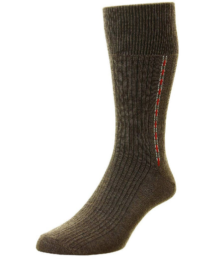 HJ Hall Fancy Panel Half Hose Socks in Brown 