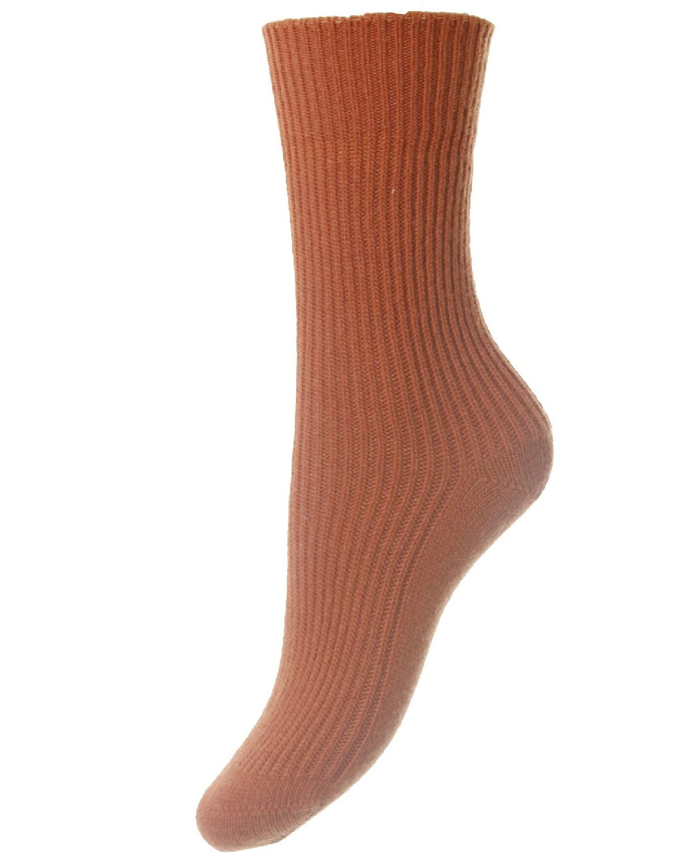 HJ Hall Cashmere Blend Turn Over Top Socks in Ginger 