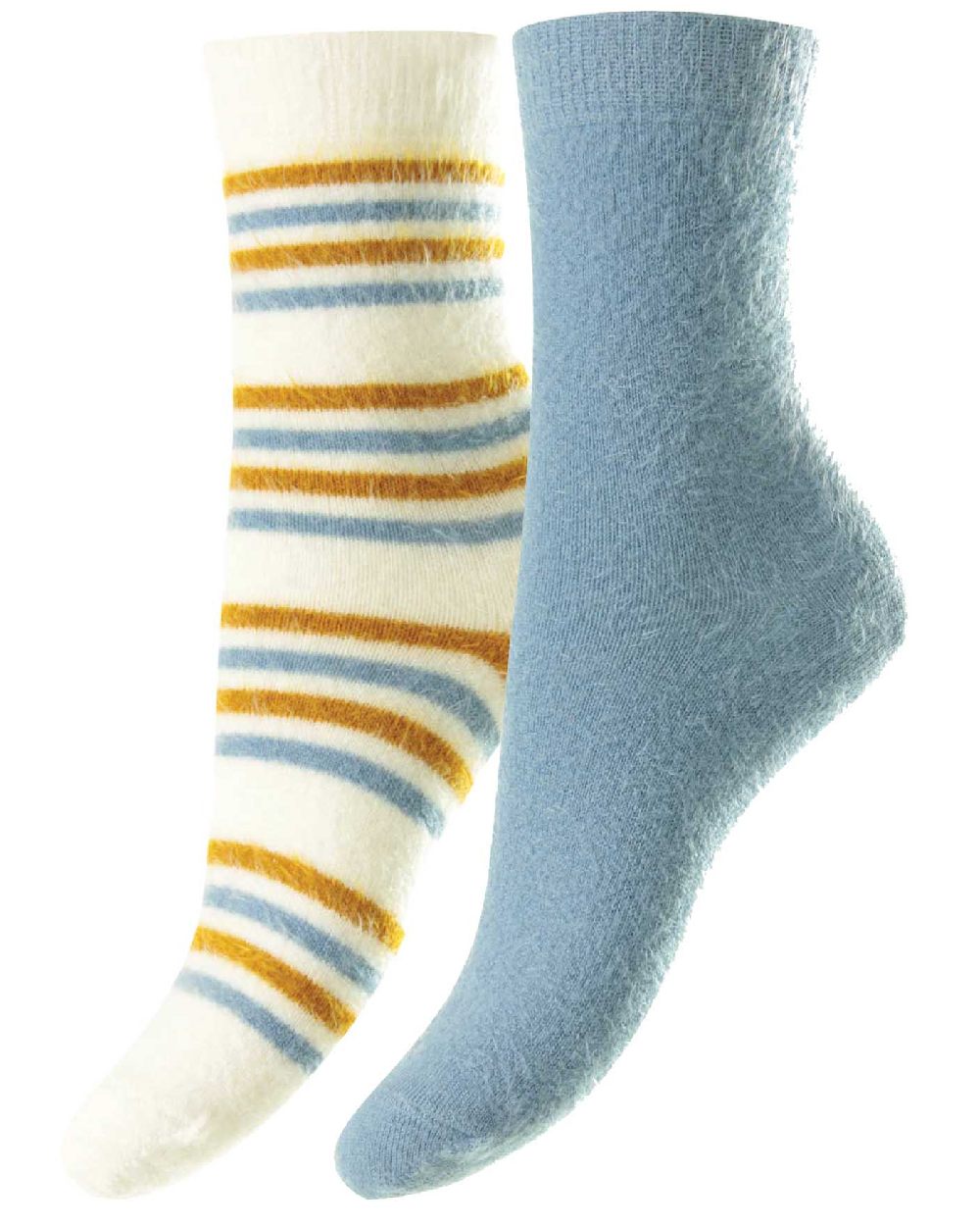 HJ Hall Fluffy Socks | 2 Pack in Cream and Pale Blue 