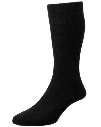 HJ Hall Cotton Extra Wide Softop Socks in Black 