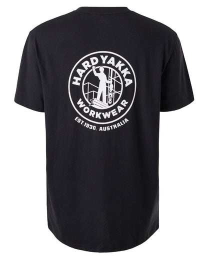 Black coloured Hard Yakka Heritage Icon T-Shirt on white background 
