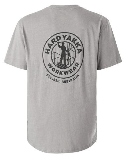 Grey coloured Hard Yakka Heritage Icon T-Shirt on white background 