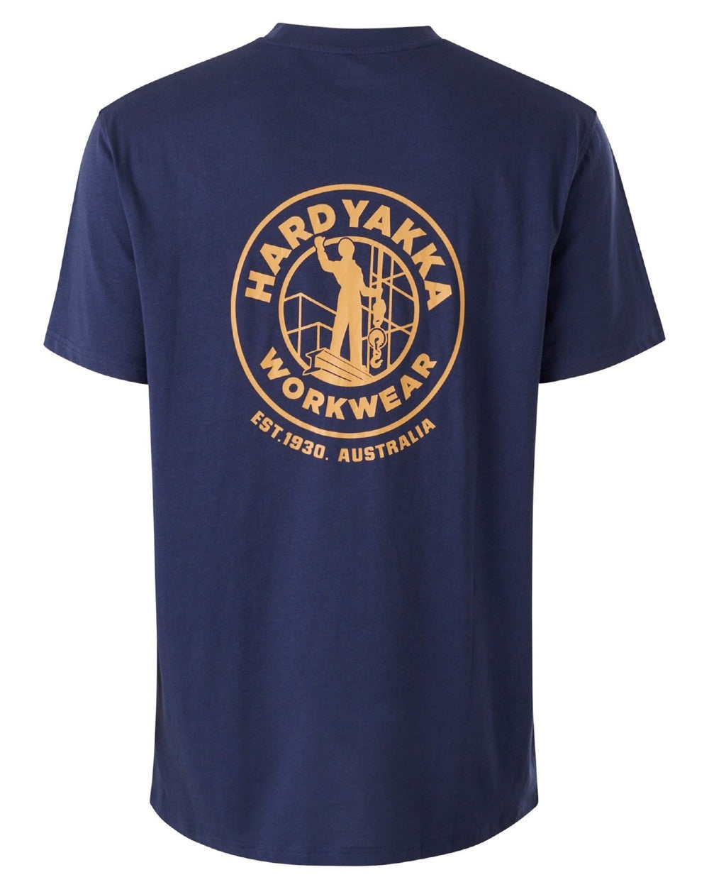 Navy coloured Hard Yakka Heritage Icon T-Shirt on white background 