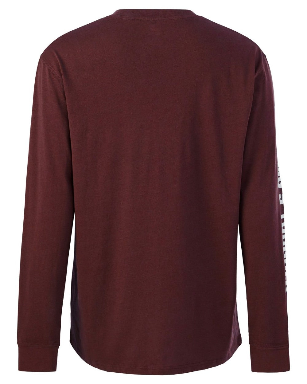 Burgundy coloured Hard Yakka Heritage Long Sleeve T-Shirt on white background 