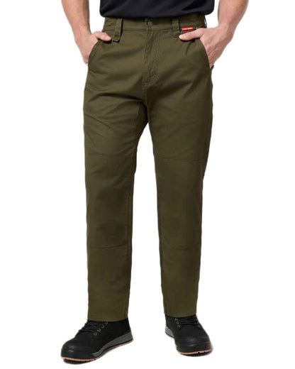 Forest coloured Hard Yakka Mens Heritage Carpenters Work Trousers on white background 