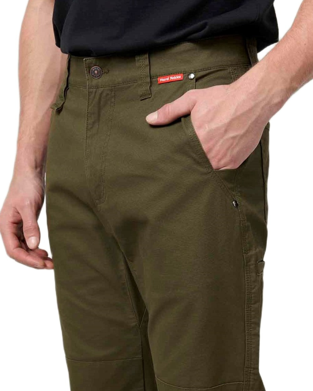 Forest coloured Hard Yakka Mens Heritage Carpenters Work Trousers on white background 