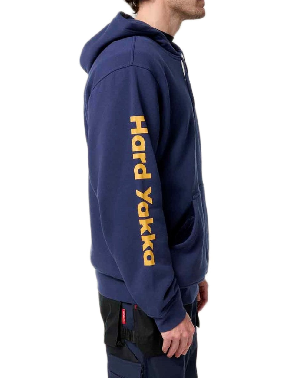 Navy coloured Hard Yakka Mens Heritage Icon Hoodie on white background 