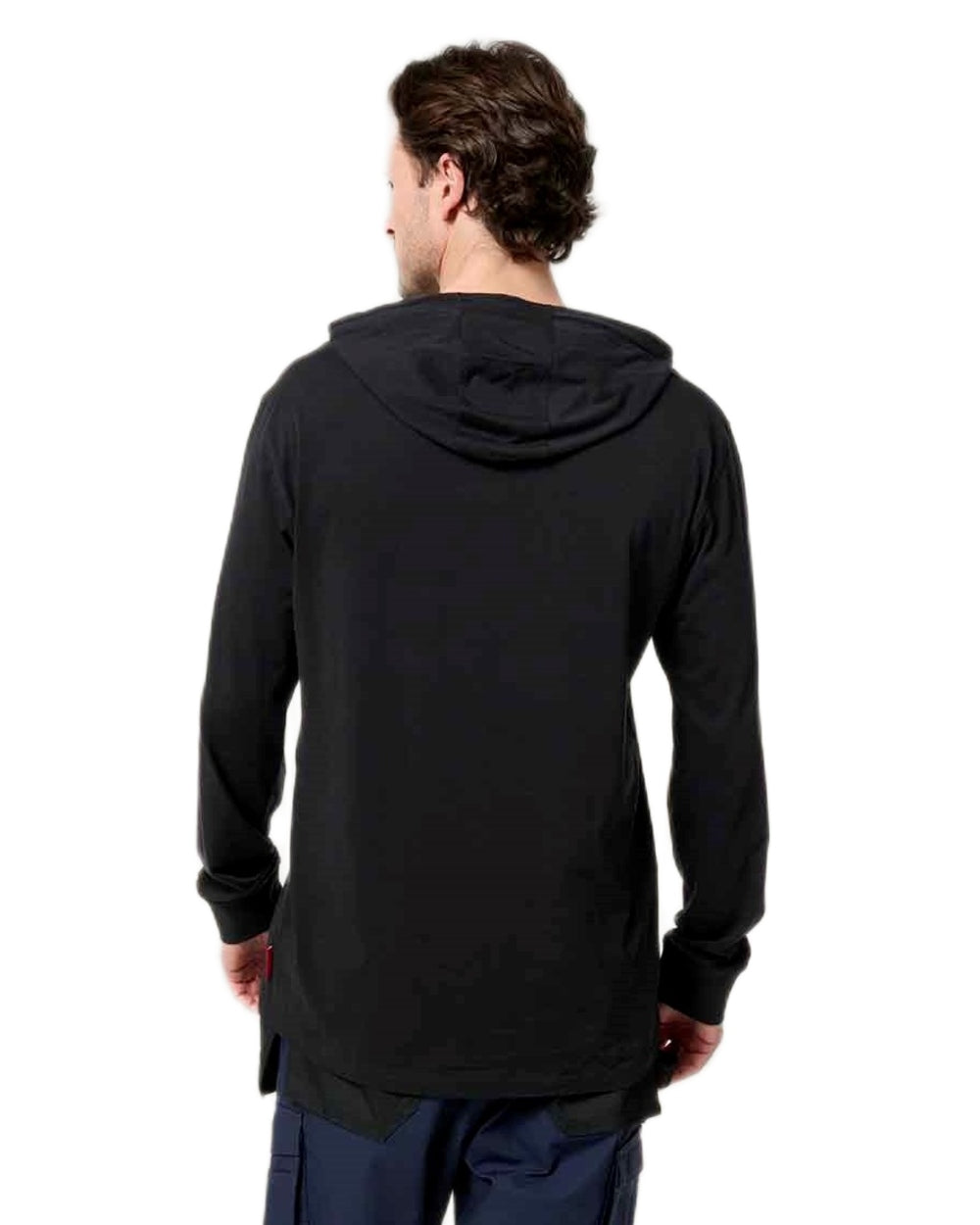 Black coloured Hard Yakka Mens Heritage Icon Lightweight Hoodie on white background 