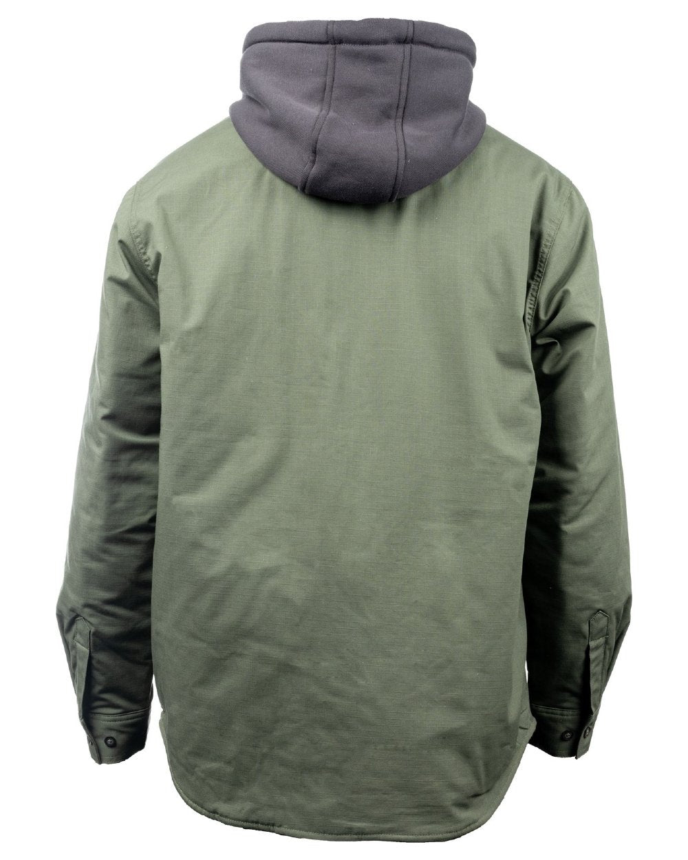 Military Green coloured Hard Yakka Mens Quilted Solid Shacket on white background 