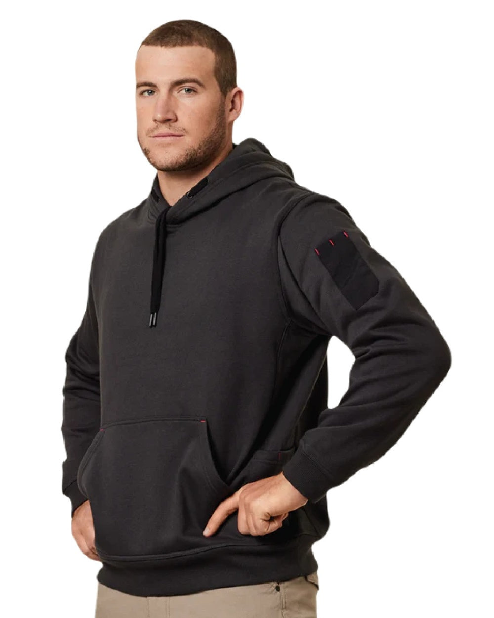 Hard Yakka Brushed Fleece Hoodie in Grey Marle 