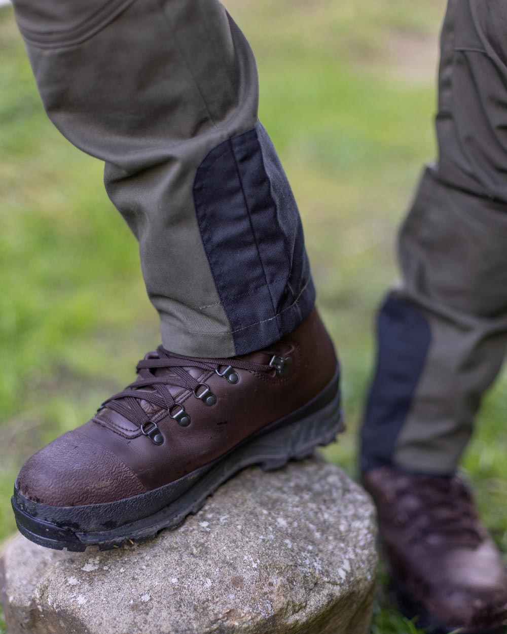Forest Shade Coloured Harehill Ridgegate Shooting Trousers on outdoor background 