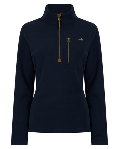 Navy coloured Harehill Womens Varden Fleece Quarter Zip Fleece on a white background 