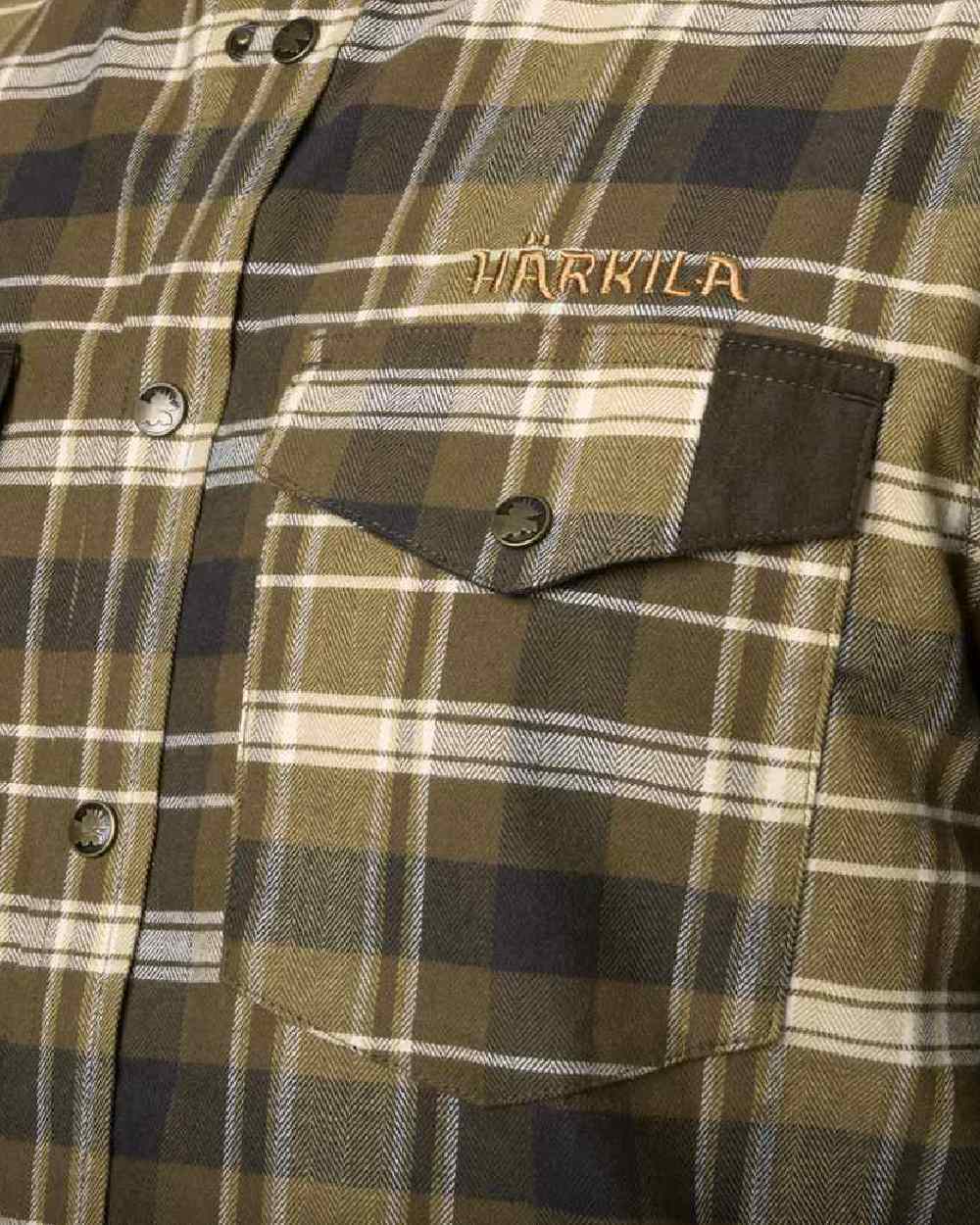 Antique Bronze Coloured Harkila Aivak Long Sleeved Shirt on white background 