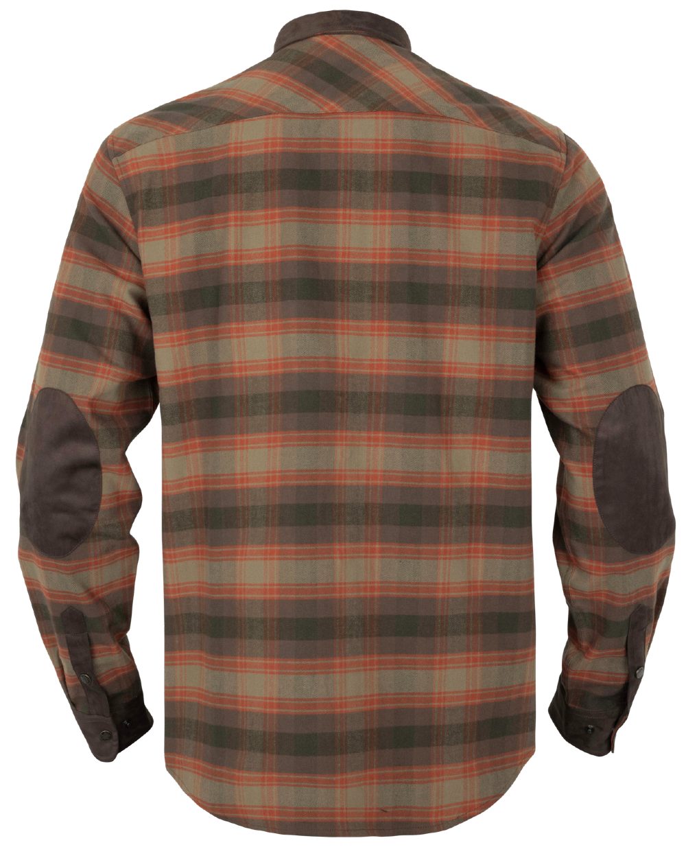 Autumn Orange Check coloured Harkila Aivak Long Sleeved Shirt on white background 