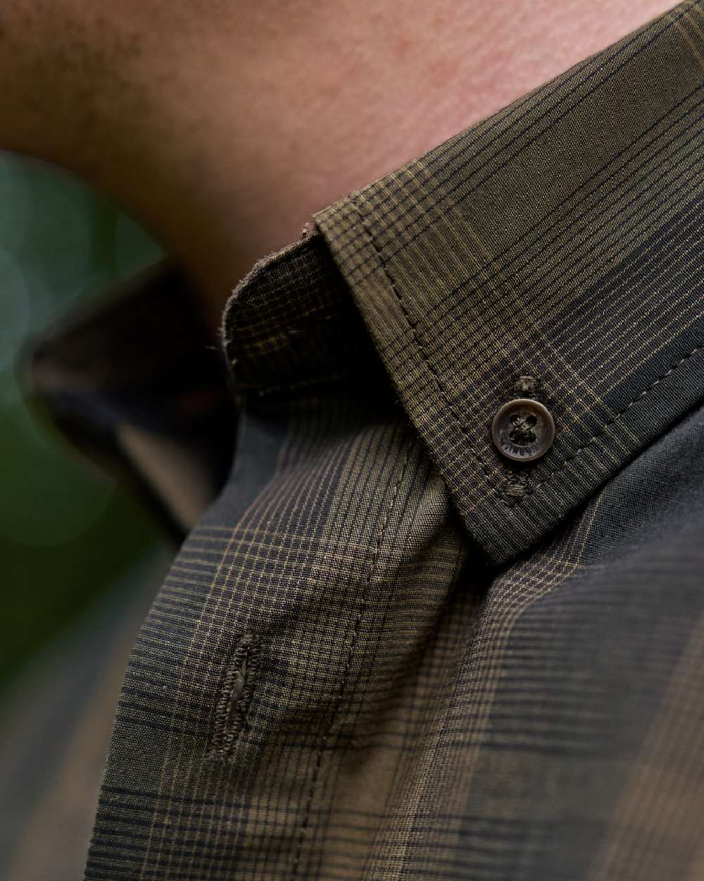 Willow Green Shadow Brown Coloured Harkila Akkan Shirt on outdoor background 