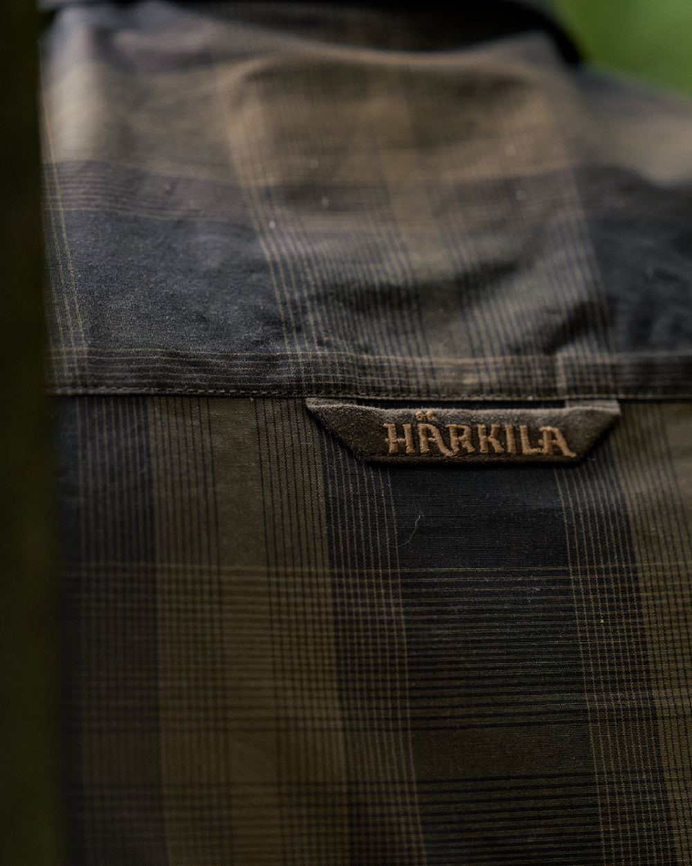 Willow Green Shadow Brown Coloured Harkila Akkan Shirt on outdoor background 