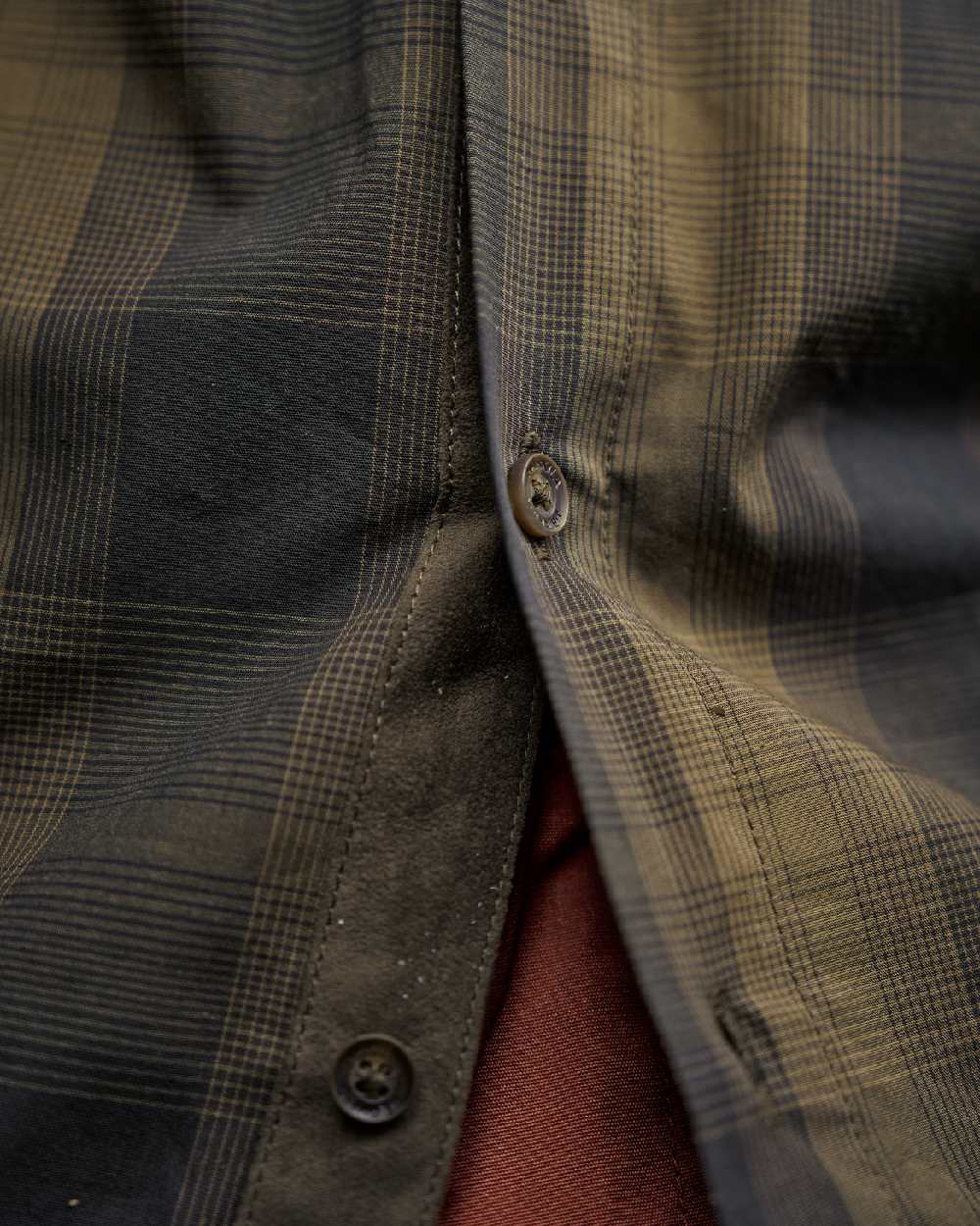 Willow Green Shadow Brown Coloured Harkila Akkan Shirt on outdoor background 