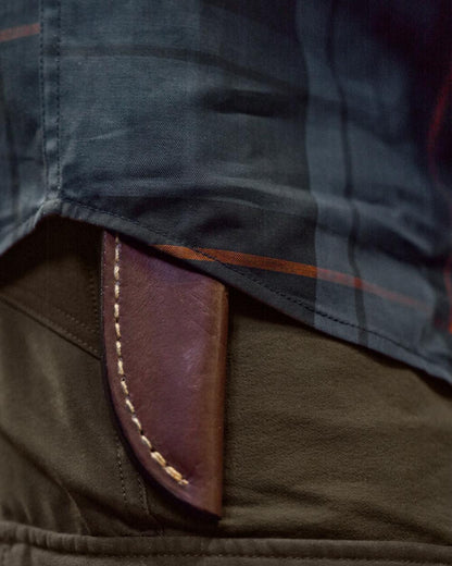 Blackberry Check Coloured Harkila Akse Long Sleeve Shirt on outdoor background 