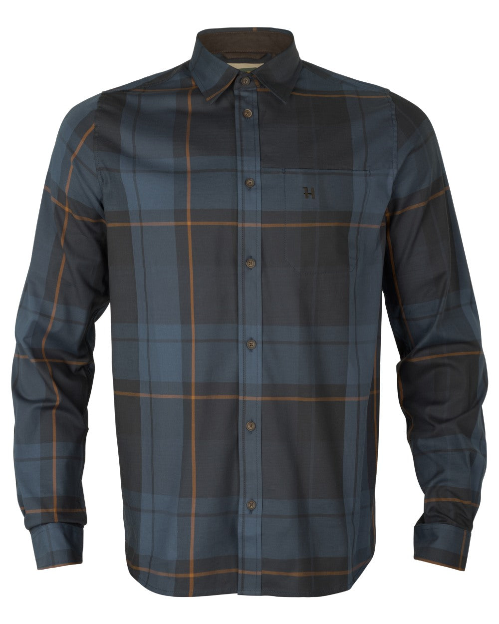 Blackberry Check Coloured Harkila Akse Long Sleeve Shirt on white background 