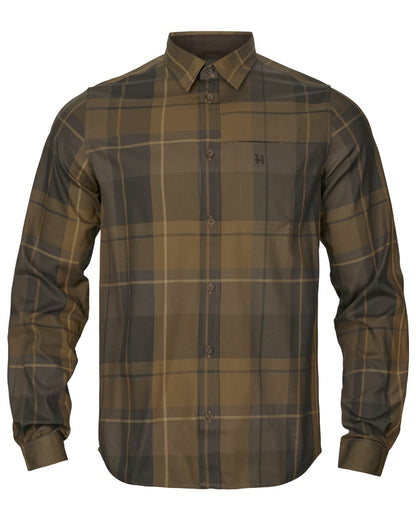 Willow Green Check Coloured Harkila Akse Long Sleeve Shirt on white background 