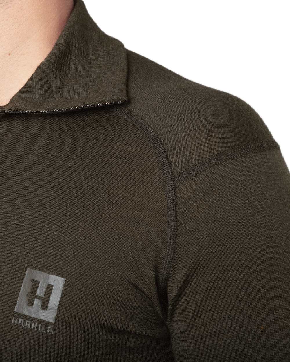 Shadow Brown Coloured Harkila All Season Half Zip Base Layer on white background 