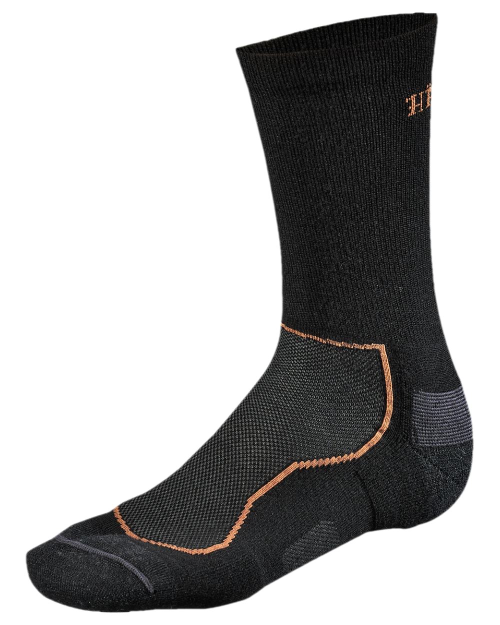 Black Coloured Harkila All Season Wool II Sock on white background 
