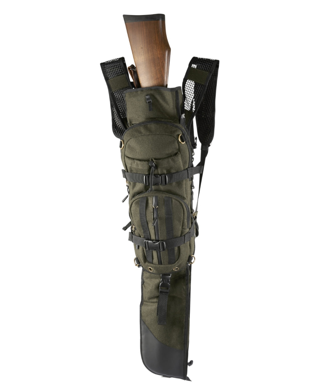 Hunting Green Coloured Harkila Alta Rucksack In Melton Wool on white background 