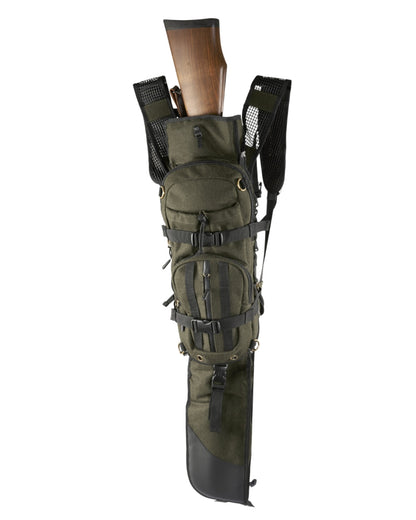 Hunting Green Coloured Harkila Alta Rucksack In Melton Wool on white background 