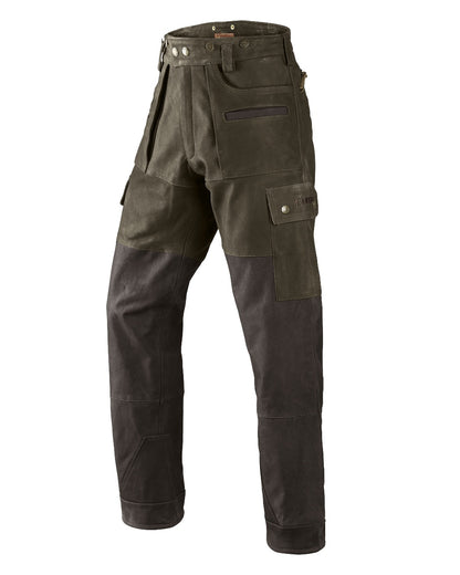 Green Brown coloured Harkila Angus Trousers on white background 