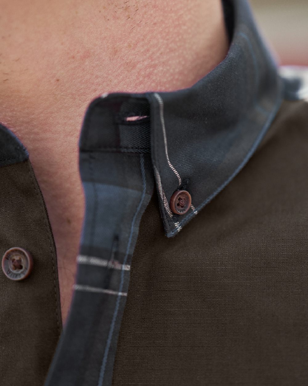 Dark Navy Coloured Harkila Anker Long Sleeve Shirt on outdoor background 