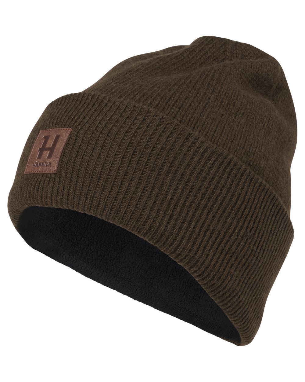 Demitasse brown coloured Harkila Annaboda WSP Knit Beanie on white background 