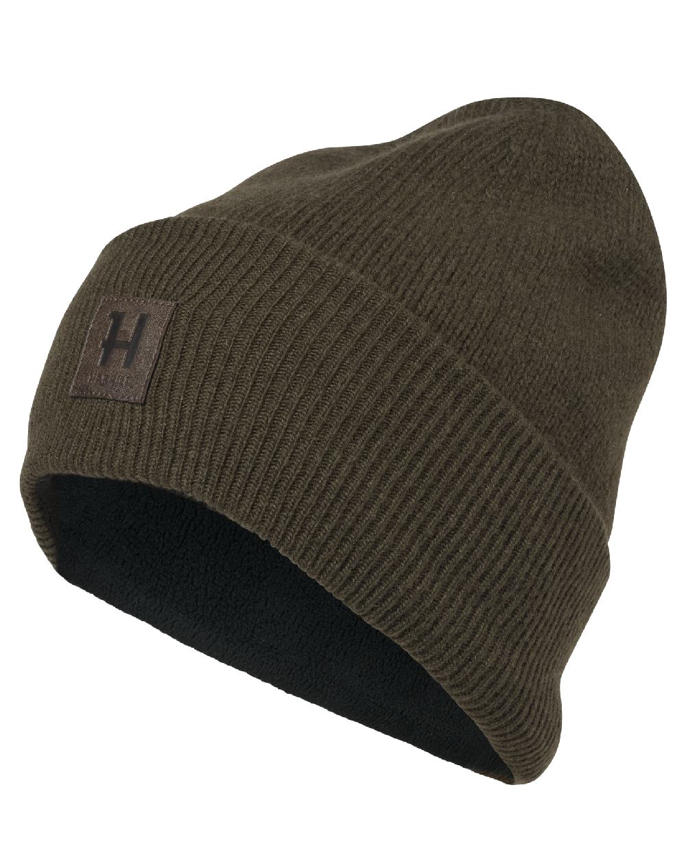 Willow Green coloured Harkila Annaboda WSP Knit Beanie on white background 