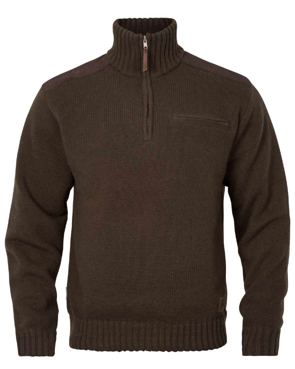 Demitasse Brown coloured Harkila Annaboda WSP Knit Half Zip on white background 