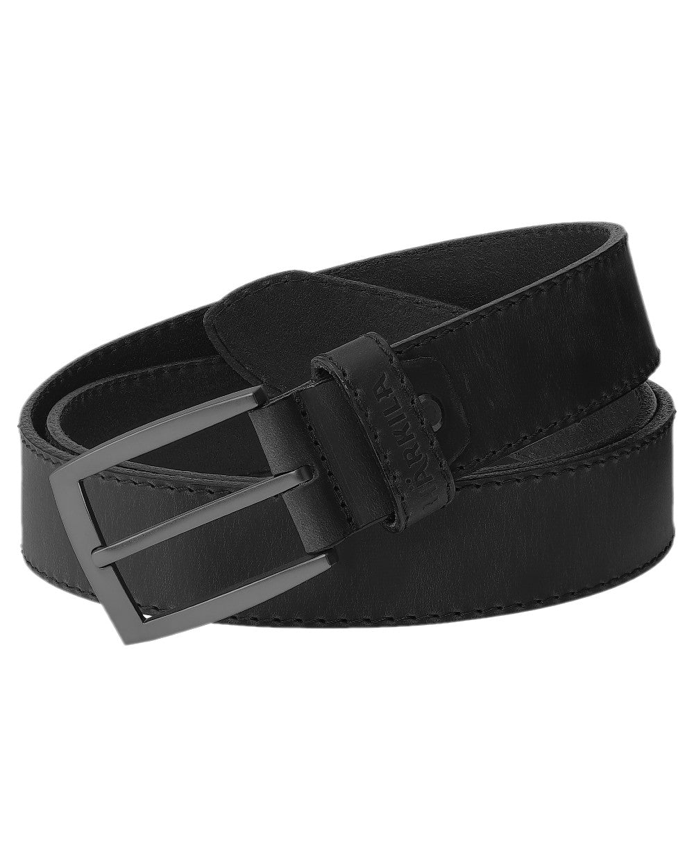 Black Coloured Harkila Arvak Leather Belt on white background 