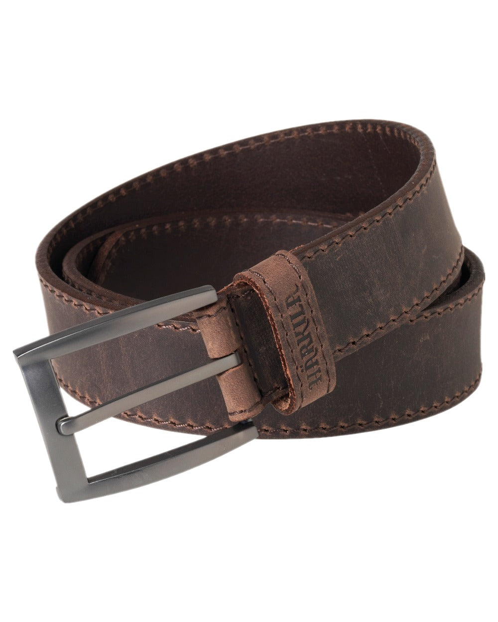 Deep Brown Coloured Harkila Arvak Leather Belt on white background 