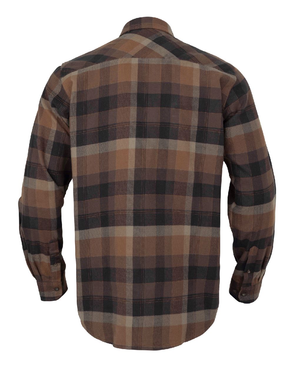 Rust Brown Check coloured Harkila Asmund Long Sleeve Shirt on white background 