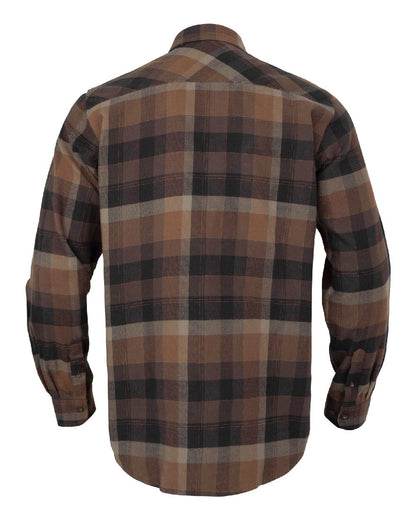 Rust Brown Check coloured Harkila Asmund Long Sleeve Shirt on white background 