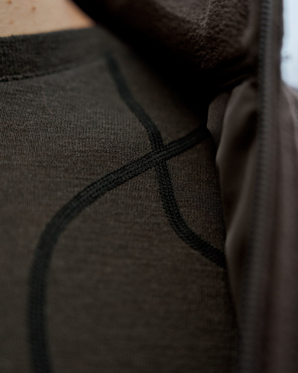 Shadow Brown Coloured Harkila Aspire Base Layer Set on outdoor background 