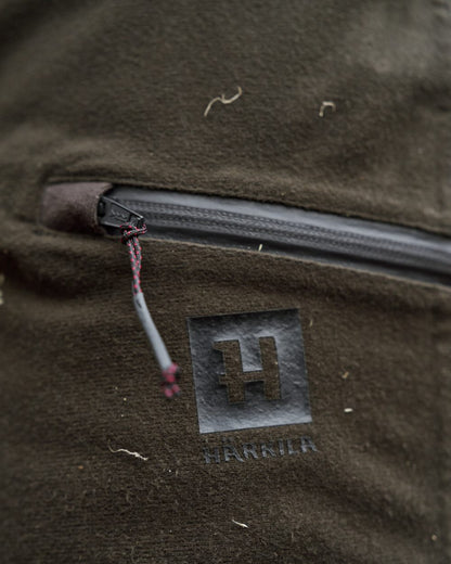 Hunting Green Shadow Brown Coloured Harkila Aspire HWS Trousers on forest background 