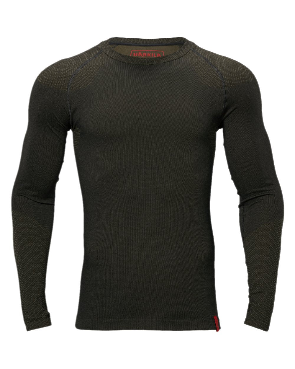 Dark Willow Green Coloured Harkila Base Active Long Sleeve O-Neck on white background 