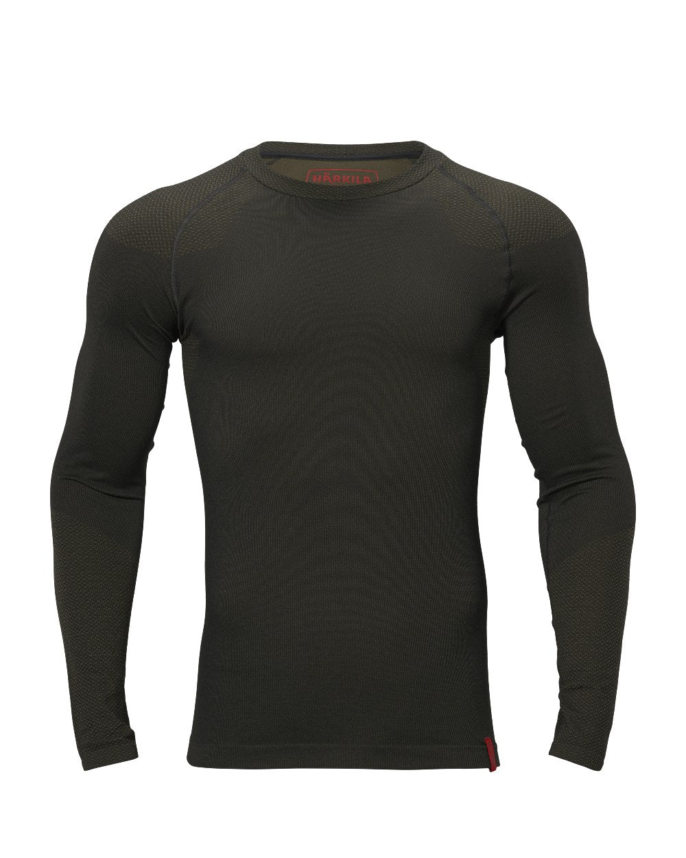 Dark Willow Green coloured Harkila Base Active Long Sleeve O-Neck on white background 