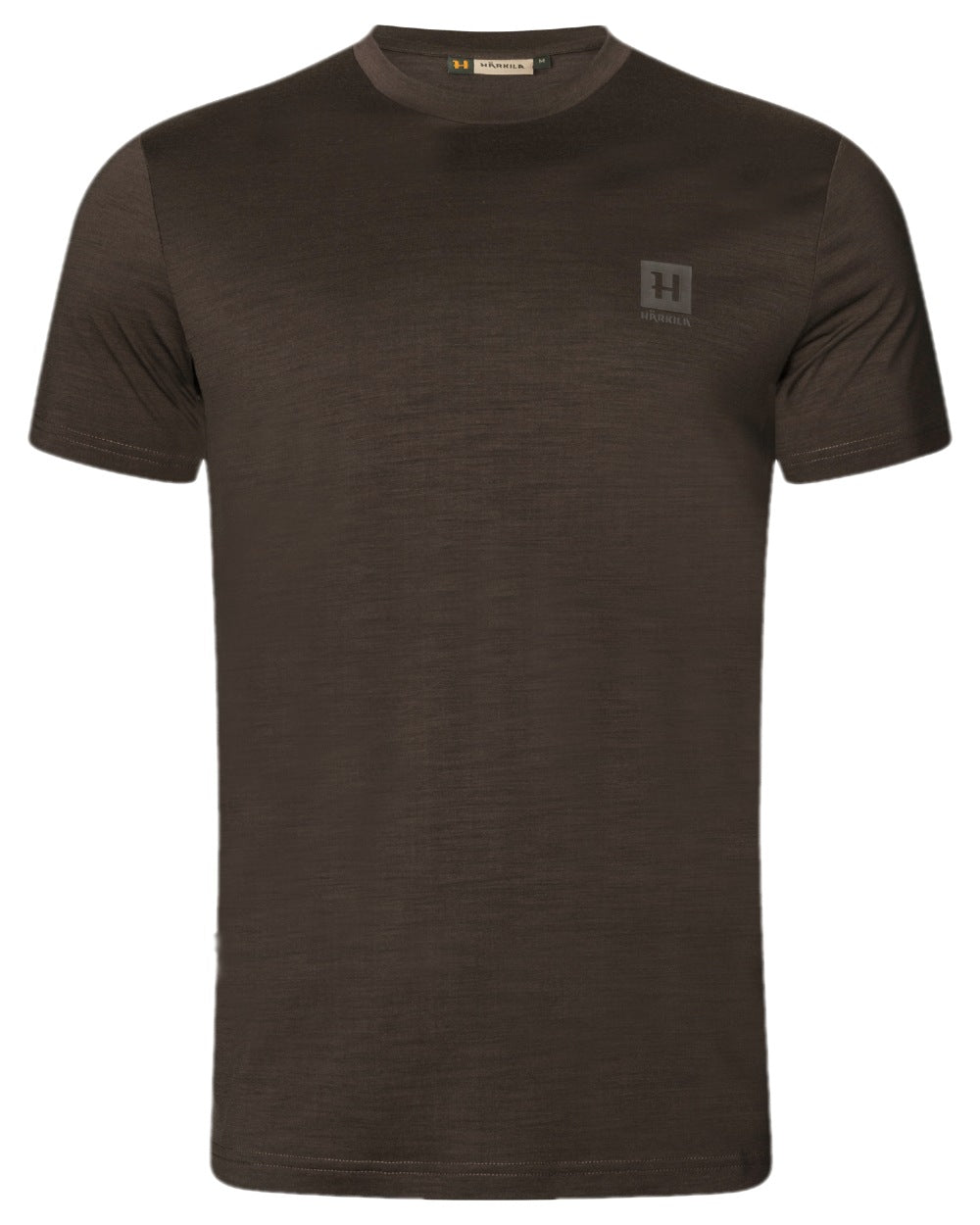 Shadow Brown Coloured Harkila Base All Season Short Sleeve T-Shirt on white background 