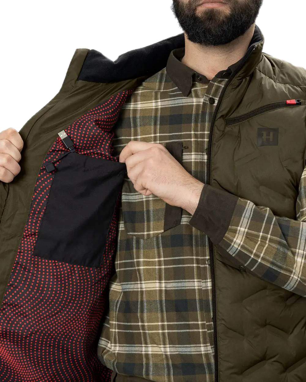Willow Green Coloured Harkila Clim8 Insulated Waistcoat on white background 