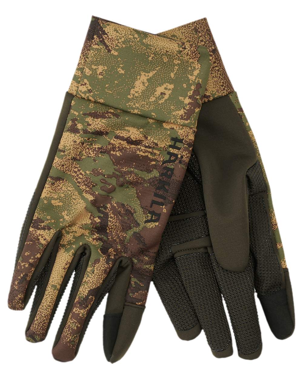 AXIS Forest Coloured Harkila Deer Stalker Camo Fleece Gloves on white background 