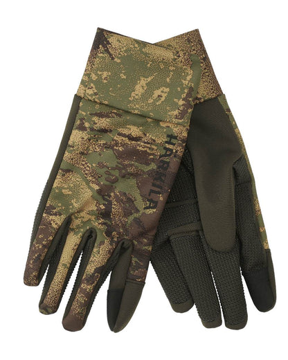 Axis Forest coloured Harkila Deer Stalker Camo Fleece Gloves on white background 