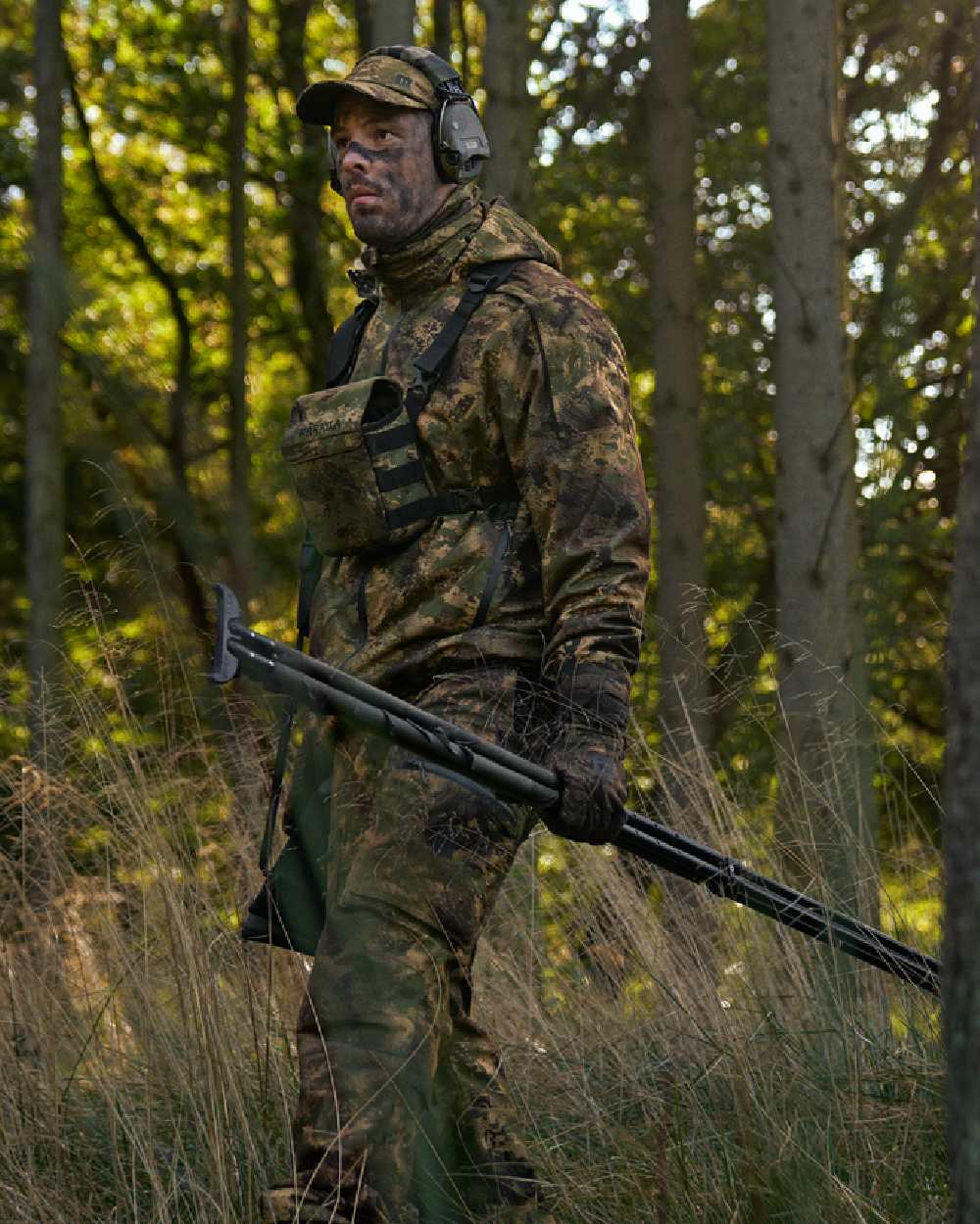 AXIS Forest Coloured Harkila Deer Stalker Camo HWS Jacket on forest background 