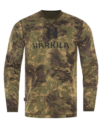 Axis Forest coloured Harkila Deer Stalker Camo Long Sleeve T-Shirt on white background 