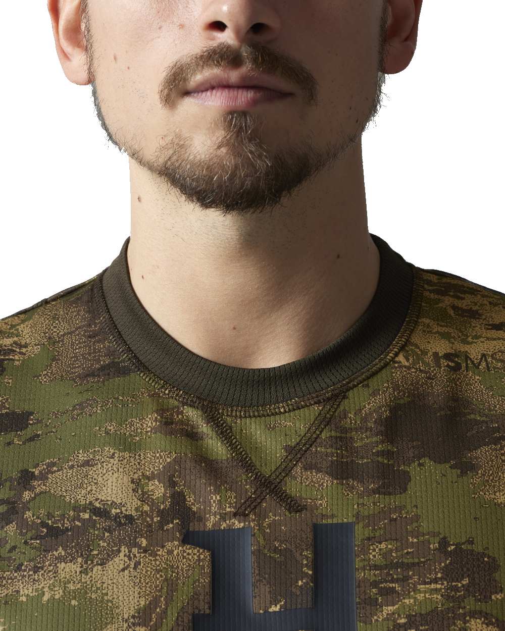 Axis Forest coloured Harkila Deer Stalker Camo Long Sleeve T-Shirt on white background 