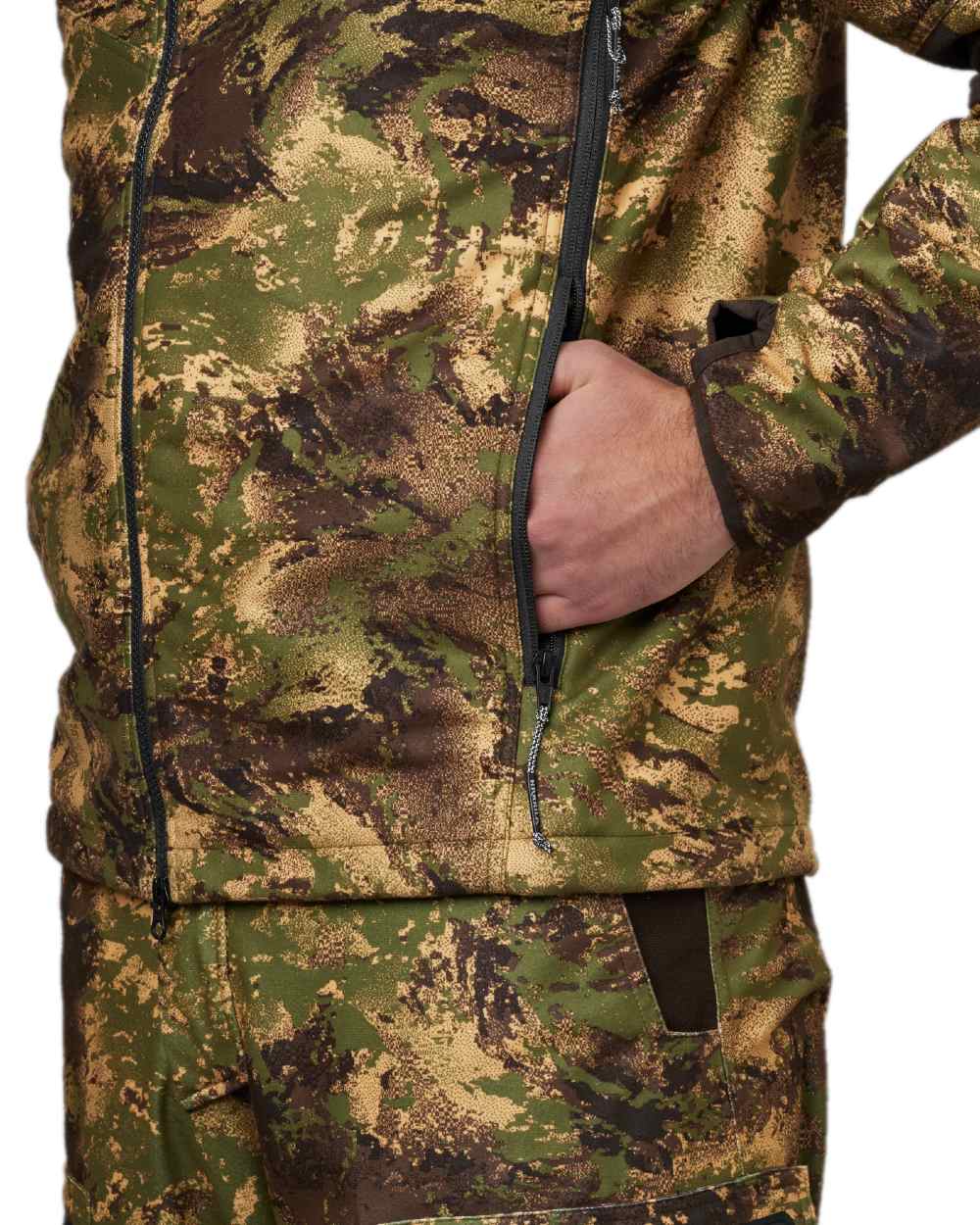 AXIS Forest Coloured Harkila Deer Stalker Camo WSP Fleece Jacket on white background 