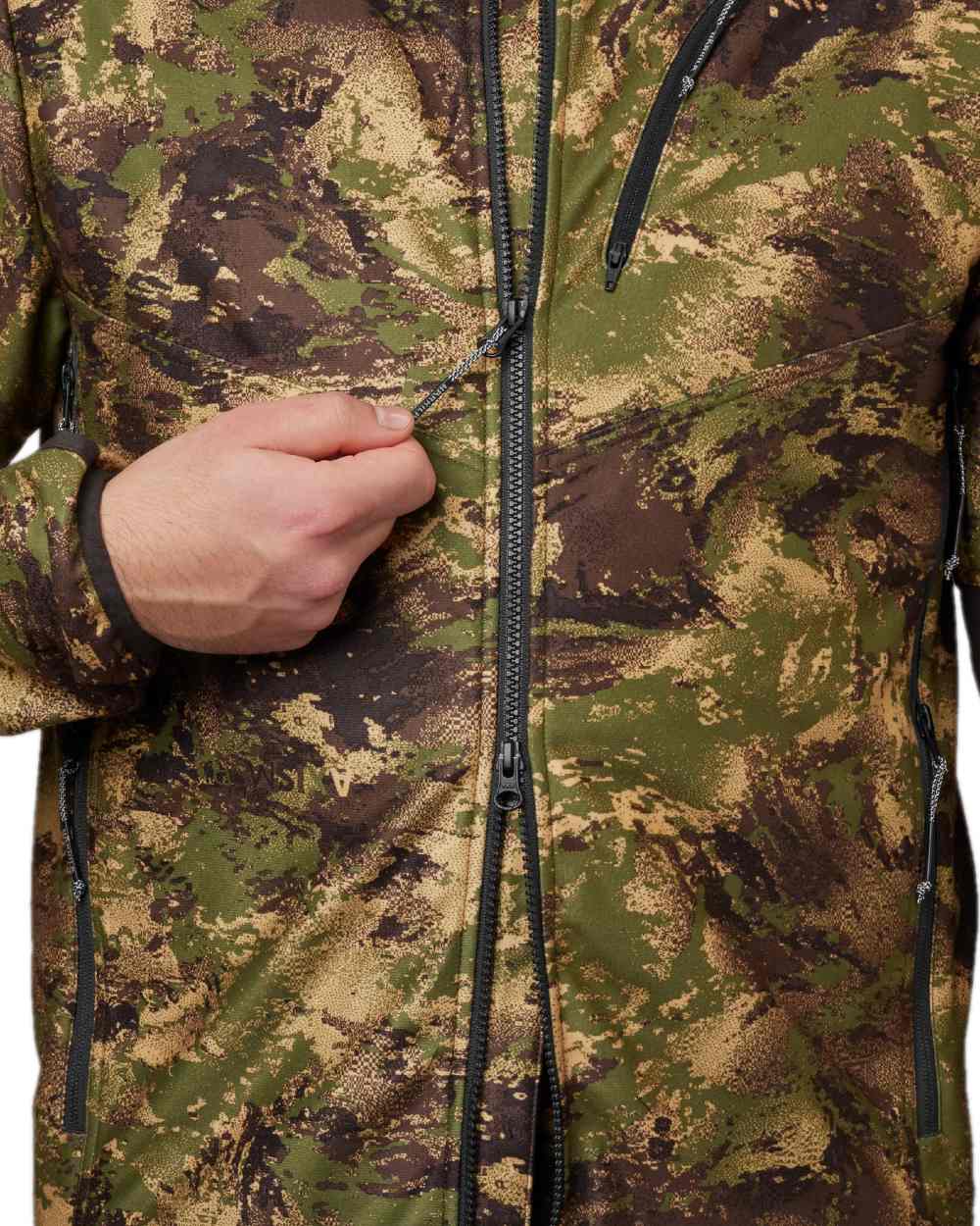 AXIS Forest Coloured Harkila Deer Stalker Camo WSP Fleece Jacket on white background 